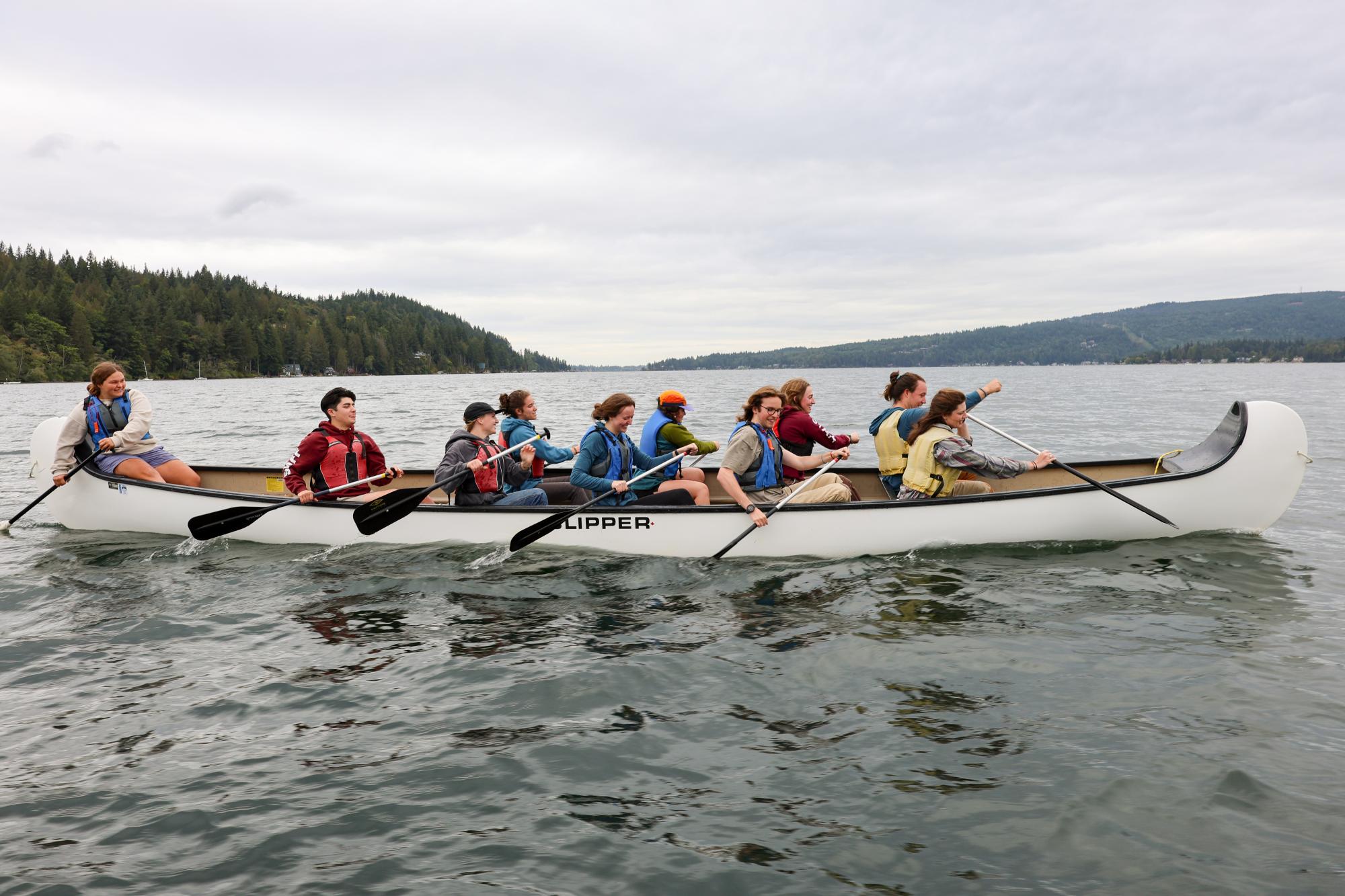 WWU students canoeing at Lakewood