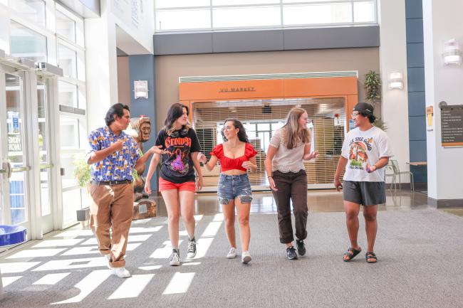 Students walking and connecting with each other